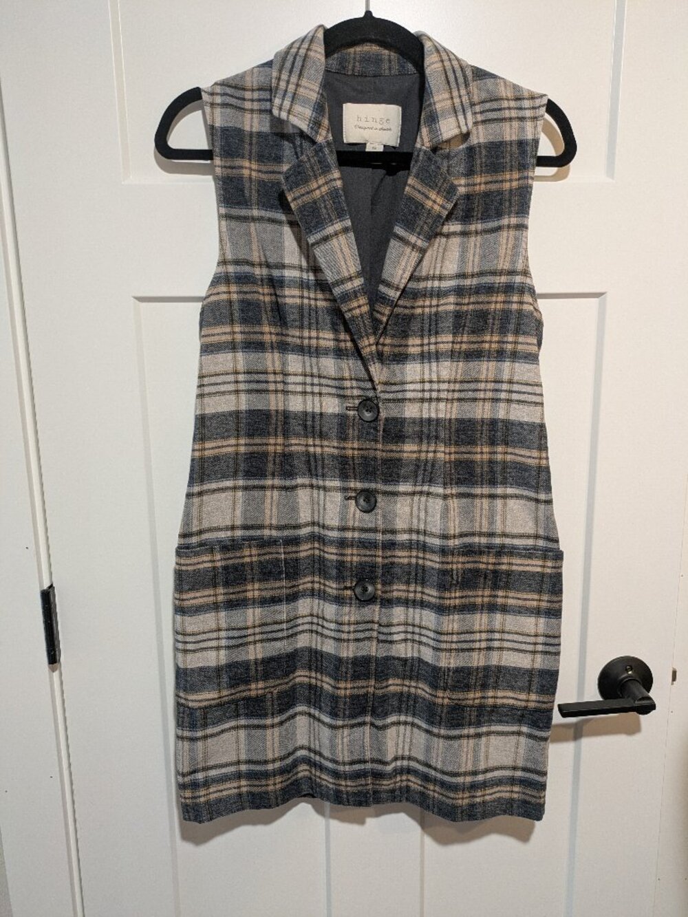 Hinge Plaid Sleeveless Longline Mini Dress